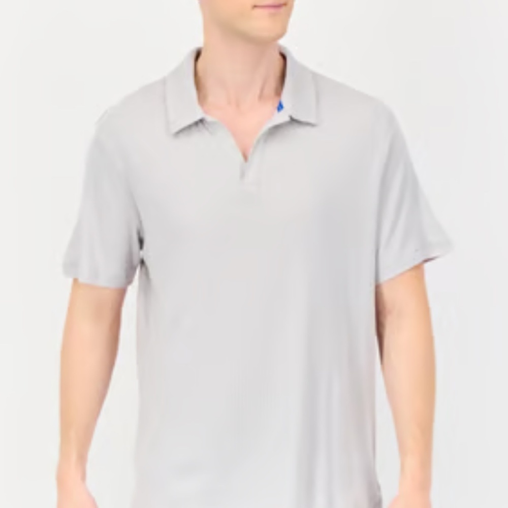 Vince 100 Percent Cotton Slub Polo Shirt Gray Size L